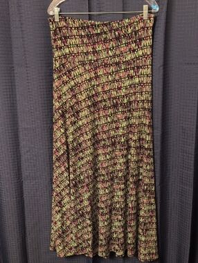 LuLaRoe Maxi skirt with purple and green geometric pattern/Dress M